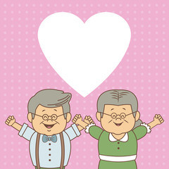 color dotted background card with elderly couple celebration expression happy grandparents day