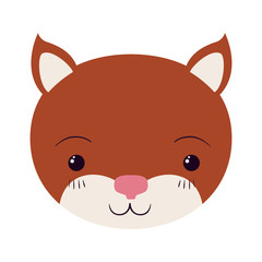 colorful caricature cute face kitten tranquility expression vector illustration