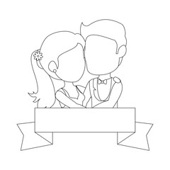 isolated newlywed couple banner icon vector illustration graphic design