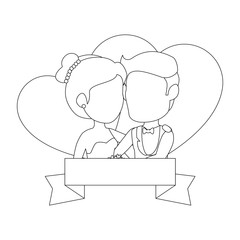 isolated newlywed couple banner icon vector illustration graphic design