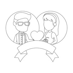 isolated newlywed couple banner icon vector illustration graphic design