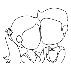 isolated cute upperbody wife and husband icon vector illustration graphic design