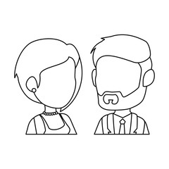 isolated cute upperbody wife and husband icon vector illustration graphic design