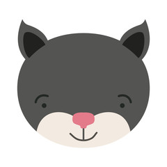 colorful caricature cute face of male kitten animal happiness expression vector illustration