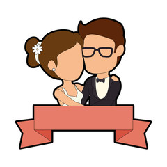 isolated newlywed couple banner icon vector illustration graphic design
