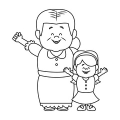 little girl and grandmother together family