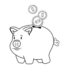 piggy bank icon over white background vector illustration