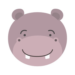 colorful caricature cute face of male hippo animal happiness expression vector illustration