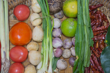 Ingredient Thai Food On Weave Background 2