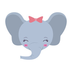 Fototapeta premium colorful caricature face of female elephant animal eyes closed and happiness expression vector illustration