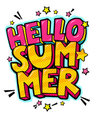 Hello Summer Message in pop art style