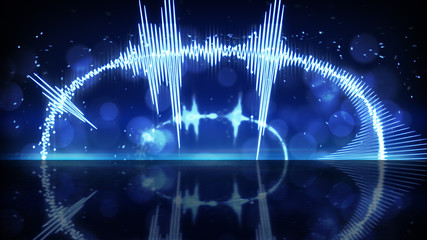 Blue audio waveform abstract techno background