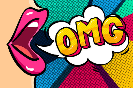 Fototapeta OMG Message in pop art style