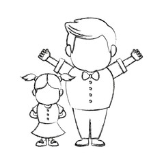 grandfather and girl holding hands together fun