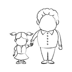 grandfather and girl holding hands together fun