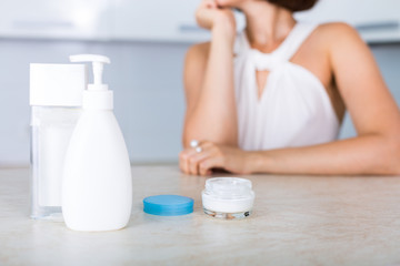 Essential cosmetics on a table