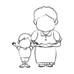 grandma and her grandson standing together family