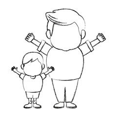 cartoon happy grandpa and his grandson on white background