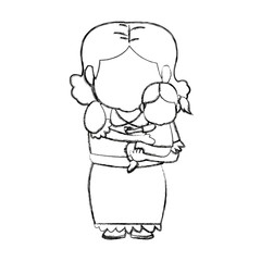 little girl and grandmother together family