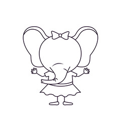 sketch silhouette caricature of faceless female elephant in clothes with bow lace vector illustration