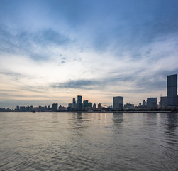 Fototapeta na wymiar Shanghai skyline panorama,landmarks of Shanghai with Huangpu river in China.