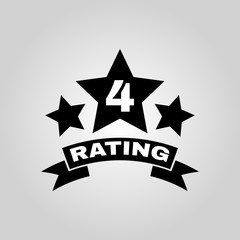 The fourth place rating icon. Ranking and classification, star symbol. Flat design. Stock - Vector illustration