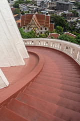 Stairs in Phu Khao Thong or Golden mountainis a steep artificial hill inside the Wat Saket compound. Bangkok Thailand