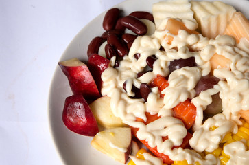 Fruit salad  on  white  background
