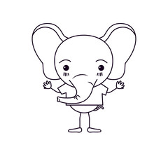 sketch silhouette caricature of cute elephant tranquility expression with t-shirt vector illustration