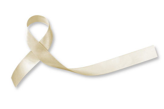 Cream awareness ribbon isolated on white background (clipping path) symbolic bow color for Degenerative Disc Disease (DDD), Paralysis, Spinal Cord Injuries (SCI), Spinal Disorders and Muscular Atrophy