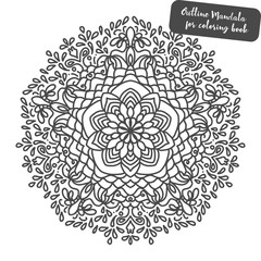 Fototapeta premium Mandala. Coloring book pages. Indian antistress medallion. Abstract islamic flower, arabic henna design, yoga symbol