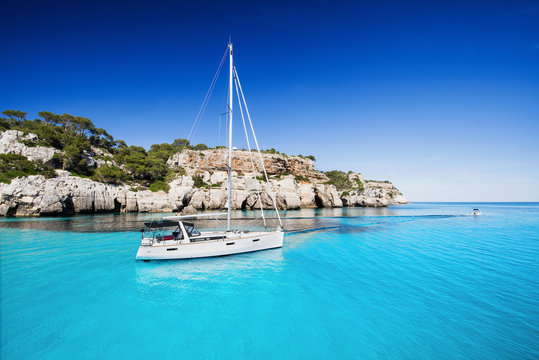 Beautiful bay with sailing boats, Mediterranean sea