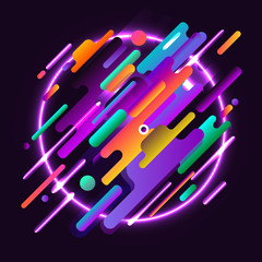 Abstract compositions from the rounded bands, futuristic and modern and neon colors. Vector templates for posters, banners, flyers and presentations. Vector image