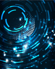 Neon circles abstract background