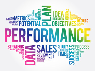 Performance word cloud collage, business concept