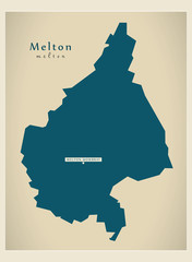 Modern Map - Melton district of Leicestershire England UK illustration