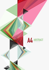 Triangular low poly vector a4 size geometric abstract template