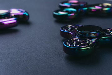 Group of hand fidget spinner toy.