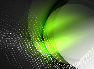 Obraz premium Glowing wave created with particles on dark color background