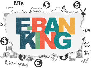 Currency concept: E-Banking on Torn Paper background