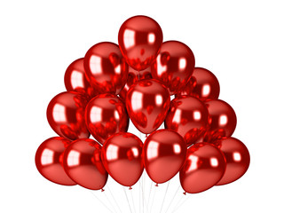 Red luxury balloons isolated on white background, 3d 