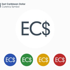 East Caribbean Dollar sign icon.Money symbol. Vector illustration.