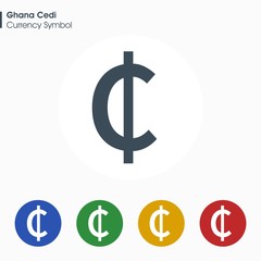 Ghana Cedi sign icon.Money symbol. Vector illustration.