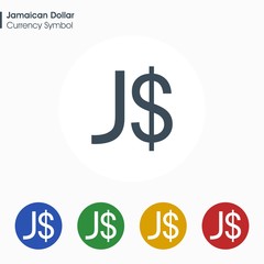 Jamaican Dollar sign icon.Money symbol. Vector illustration.