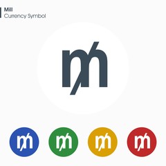 Mill sign icon.Money symbol. Vector illustration.
