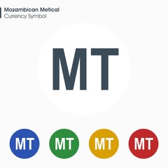 Mozambican Metical sign icon.Money symbol. Vector illustration.