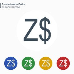 Zambabwean Dollar sign icon.Money symbol. Vector illustration.