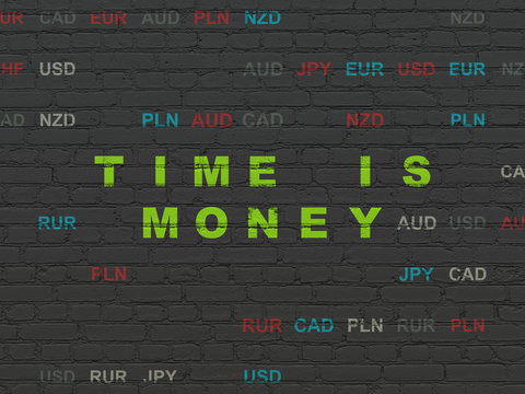 Finance concept: Time is Money on wall background