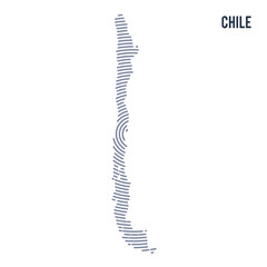 Vector abstract hatched map of Chile with spiral lines isolated on a white background.
