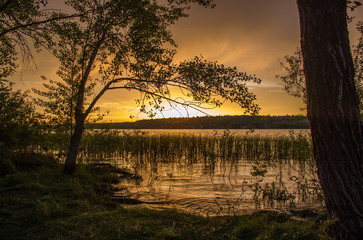 Sunset on Volga River Near Samara, Russia